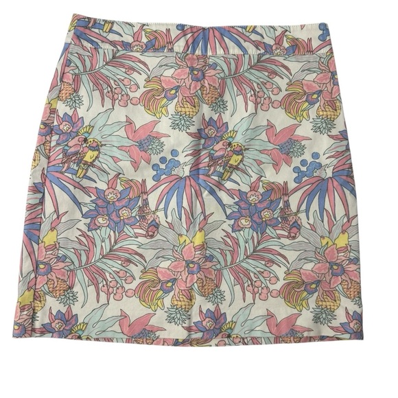 Talbots Pastel Tropical Parrot Print A-line mini skirt. Size 6 - Picture 1 of 8